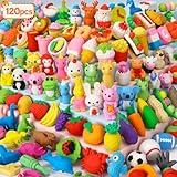 Moosia 120 Pack Animal Pencil Erasers for Kids Bulk Desk Pet Toy 3D Mini Puzzle Erasers Take Apart Erasers Treasure Box Toys Game Prize Party Favors Gift Classroom Prize Reward Back to School Supplies