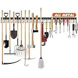 TVKB 68'' All Metal Garden Tool Organizer Adjustable Garage Tool Organizer Wall Mount Garage Organizers and Storage with Hooks Tool Hangers for Garage