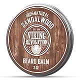 Viking Revolution Beard Balm with Sandalwood Scent and Argan & Jojoba Oils- Styles, Strengthens & Softens Beards & Mustaches - Leave in Conditioner Wax for Men (1 Pack)