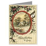 Eight 5x7 Holiday, Vintage, Country Church Merry Christmas Landscape Scene Greeting Cards In A Boxed Set