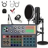 K800 Podcast Equipment Bundle, 48V Phantom Power with XLR Microphone Interface, 3 Customize Sound Pads, Voice Changer with Studio Microphone -Perfect for Recording, Singing, Streaming and Gaming