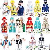 Shihanee 8 Set Kids Dress up Clothes and Disposable Toys, Pretend Play Costumes Construction Worker, Police, Firefighter, Doctor, Surgeon, Chef, Explorer, Astronaut Vest for Boys Girls Role Play