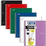 Five Star Spiral Notebooks Plus Study App, 6 Pack, 3 Subject, College Ruled Paper, 11" x 8-1/2", 150 Sheets, Black, Red, Green, Blue, White, Purple (73930)