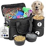 Top Dog Pet Gear Black Dog Travel Bag for Supplies - Includes Travel Bag, Travel Dog Bowls, Food Storage - Airline Approved Dog Bags for Traveling - Dog Travel Accessories for Camping, Beach