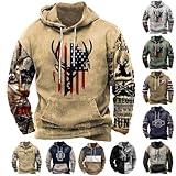 Rkwins Prime Deals Today Clearance Hoodies for Men Western Aztec Hoodie Graphic Pullover Sweatshirt Vintage Y2k Hoodies Long Sleeve Tops with Pockets, Medium, Ao2-brown