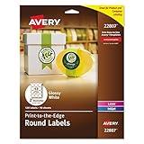 Avery 2" Glossy White Round Labels, Sure Feed, Full Bleed -Print to The Edge, 120 Thank You Labels (22807)