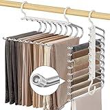 Upgrade 9 Layers Pants Hangers Space Saving, 2 Pack Pant Hangers Organizer Multifunctional Pants Rack Space Saver Closet Organizers and Storage Hangers for Pants Jeans Leggings Trousers Skirts, White