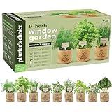 9 Herb Indoor Window Garden Kit - House Plants Seeds - Best Unique Easter Gift Ideas for Women, Mom, Friend, Her, Birthday, Housewarming, Mother - New Home Kitchen Gifts - Live Plant Starter