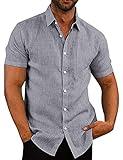 COOFANDY Men's Linen Business Shirts Regular Plain Basic Slim Fit Designer Shirt