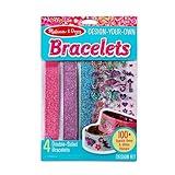 Melissa & Doug Design-Your-Own Bracelets With 100+ Sparkle Gem and Glitter Stickers - Kids Snap Bracelets, Jewelry Crafts For Kids Ages 4+