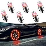 Fluher 6 PCS Car Tire Valve Light, Cool Modified Night Light Safety Shock Sensor Flash Light, Waterproof Tire Valve Stem LED Light Cap, Universal Wheel Decoration Accessory for Car Motorcycle (Red)