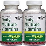 Daily Multiple Vitamins Compare to One A Day Essentials Multivitamin Multimineral Supplement 365 Tablets per Bottle Pack of 2 Total 730 Tablets