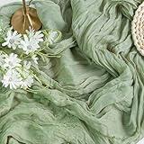 FEXIA Table Runner Sage Green Cheesecloth 35x120 Inches for Baby Shower Decoration Gauze Rustic Table Runner for Wedding Party First Communion Centerpiece Engagement Bridal Shower Boho Decoration