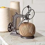 520057 Sewing Machine Jute Twine Ball String and Scissors Holder Set, Vintage Inspired Rustic Farmhouse Style, Gift for Sewer Sewist Crafter, Cast Iron Metal, Brown, 3 Piece Set (Sewing Machine)