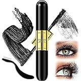 Mascara Black Volume and Length - Double Ended Mascara Voluminous Thick Curling with Dry Fiber, Waterproof Long-Lasting Mascara 5X Longer False Eyelash Comb Black