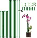 Plant Stakes 17inch &11inch,SupKing Adjustable Length Plant Support Stake 16Pcs Orchid Stick with Clips for Indoor Outdoor,Garden Pole for Potted Tomato Rose Amaryllis Vegetables Comes with 20 Ties