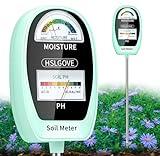 HSLGOVE Soil Test Kit, 2-in-1 Soil Moisture Meter/Soil PH Meter, Dual Screen Soil Tester, Soil Moisture Meter for Plants Watering/Gardening for Lawn,Farm Indoor&Outdoor Use-SkyGreen