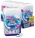 Mentos Clean Breath Sugarfree Hard Mint, 150pc, Intense Peppermint (Pack of 4 Bottles)