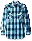 Mens Long Sleeve Western Plaid, Turquoise, 3XL