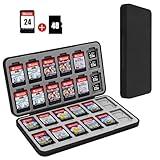 FYY Nintendo Switch Game Case - Black Nintendo Switch Game Holder for Nintendo Switch Cartridge Case with 24 Game Card Slots & 48 Micro SD Card Slots, Switch Card Case- Hard Shell, Silicone Lining