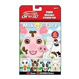 Melissa & Doug On The Go Make-a-Face Reusable Sticker Pad Travel Toy Activity Book – Farm Animals (10 Scenes, 76 Cling Stickers)