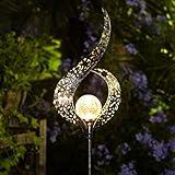 HOMEIMPRO Outdoor Garden Solar Lights Stake Lights, Crackle Glass Globe,Metal Flower Waterproof LED Fairy Lights for Pathway,Lawn,Patio or Courtyard,Gardening Gift (Bronze)