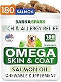 BARK&SPARK Omega 3 for Dogs - 180 Fish Oil Treats for Dog Shedding, Skin Allergy, Itch Relief, Hot Spots Treatment - Joint Health - Skin and Coat Supplement - EPA & DHA Fatty Acids - Salmon Oil