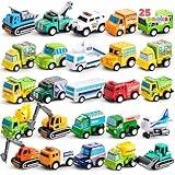 JOYIN 25 Pieces Pull Back Cars and Trucks Toy Vehicles Set for Toddlers, Girls and Boys Kids Play Set, Die-Cast Car Set, Kids Party Favors, Stocking Stuffers, Kids Presents Toys