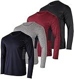 Real Essentials Mens Long Sleeve T-Shirt Fishing Swim Hiking Beach UV UPF SPF Sun Protection Workout Clothes Quick Dry Fit Gym Tee Shirt Athletic Active Running Sport Top Water, Set 5, L, Pack of 4