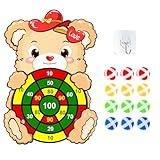 Valentines Day Dart Board Game Set, Cute Bear Party Board Games with 12 Stick Balls, Indoor Outdoor Games for Kids Ages 4-8, Party Games Yard Toys