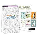 Squirrel Products Mom, I'm Bored Children's Activity Book, Fun Reusable Dry Erase Toy - Roadtrip Essentials, Word Games, Screen Free Activites for Kids Ages 3 and Up - Original Version