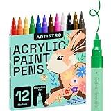 ARTISTRO Paint Pens for Rock Painting, Stone, Ceramic, Glass, Wood, Canvas. Set of 12 Acrylic Paint Markers Extra-fine Tip