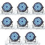 Stage Lights RGBW Par Light 18X18W LED IP67 Waterproof Remote & DMX Sound Activated Auto Play Uplights for Outdoor Wedding Birthday Holiday Music Show Dance Party Stage Lighting(8 Packs)