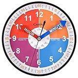 OSTAR Telling Time Teaching Wall Clock, Analog Silent Learning Clock for Kids Room Decor Battery Operated