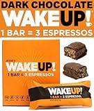 WAKE UP! Caffeinated Chocolate Protein Bars - Gluten Free, Vegan, 350mg Caffeine (1 Bar = 3 Espressos) - Boosts Focus and Clarity - Kosher Ingredients - 6 Pack