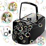 Bubble Machine,18000+ Big Bubbles/Min Automatic Bubble Blower for Kids with 2 Speeds,6 Wands,Operated by Plugin or Batteries Bubble Maker for Outdoor/Indoor Birthday Parties,Wedding (Black)