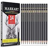 MARKART Professional Drawing Sketching Pencil Set - 14 Pieces,Graphite,(12B - 4H), Ideal for Drawing Art, Sketching, Shading, Artist Pencils for Beginners & Pro Artists