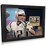 ORIMAMI Sport Fans Gifts - Signed Tom Brady Wooden Framed Photo Art Decor with 1x35mm Memorabilia Film Display,Cool Collectible Gifts for Football Fans - 8x6 Inches