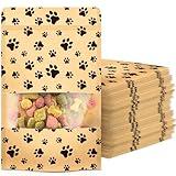 50-Pack Paw Print Dog Treat Bags by Poppy's – Perfect for Canine Delights, Secure Zip Lock Closure, Food-Safe Material, 4.7 x 7.7 Inches