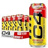 C4 Performance Energy Drink | SKITTLES™ | Zero Sugar Carbonated Preworkout Energy | 200mg Caffeine with Beta Alanine | 16 Fl Oz (12 Pack)