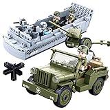 hhohio World War 2 Landing Craft Building Toys WW2 Military Vehicle Brick Set, WWII Army Warship Boat Model Block with 4 Soldiers Figures (325 Pieces)