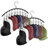 Cuipingoo Hat Hangers for Closet, Metal 2 Pack Hat Organizer Holder for Hanger & Room Closet Display, Hat Racks for Baseball Caps w/10 Clips, Hat Holder for Ball Caps & Accessories, for Men Women