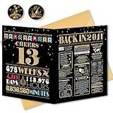 BGTCARDS 13th Birthday Card, 13th Birthday Decorations for Girls Boys, 13th Birthday Gifts for Daughter Son, Jumbo Birthday Cards for 13 Year Old Grandson Granddaughter, Back in 2011, Black Gold