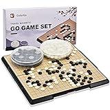 ColorGo 19x19 Go Board Game Set with Large Folding Travel Board (11.3-Inch) and Magnetic Plastic Stones Strategy Weiqi Games