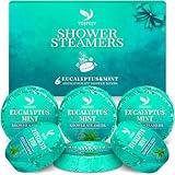 YOJFOJV Shower Steamers Aromatherapy, 6-Pack Eucalyptus for Shower Bombs with Mint Organic Essential Oil, Unique Birthday Gifts for Men or Women, Self-Care Gifts for Wife, Mom and Girlfriends