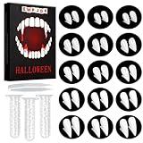 EWPJDK Vampire Teeth 5 Sizes 15 Pairs Halloween Decorations Party Cosplay Props Vampire Fangs Fake Teeth with Adhesive Halloween White Favors Accessories Gift