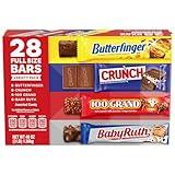 Butterfinger, CRUNCH, Baby Ruth and 100 Grand, 28 Count, Assorted Full Size Individually Wrapped Candy Bars, Halloween Candy, 48 oz