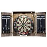 Accudart Match Pro Dartboard Cabinet Set - Official Size - Self Healing Sisal - Modern Style Woodgrain - Two Built-in Dartholders - LED Lighting - Includes Scoreboard, Chalk, Eraser, and Six Darts