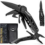 Pohaku Multitool Knife, Pohaku 13 in 1 Pocket Multitool, Multi Tool with 3" Large Blade, Safety Locking Design, Spring-Action Plier, Durable Nylon Sheath for Outdoor, Camping, Fishing, Survival,Hiking