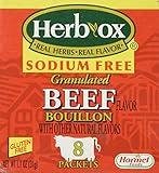 Herb-Ox Bouillon Packets Beef Instant Broth & Seasoning Sodium Free 1.1 oz Box (Gluten Free)